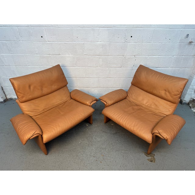 Italian 1970s Leather Lounge Chairs Designed by Giovanni Offredi for Saporiti Italia For Sale - Image 3 of 18