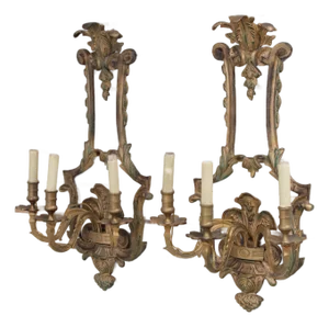 Pair of Vintage Italian Renaissance Electric Bronze Wall Sconces