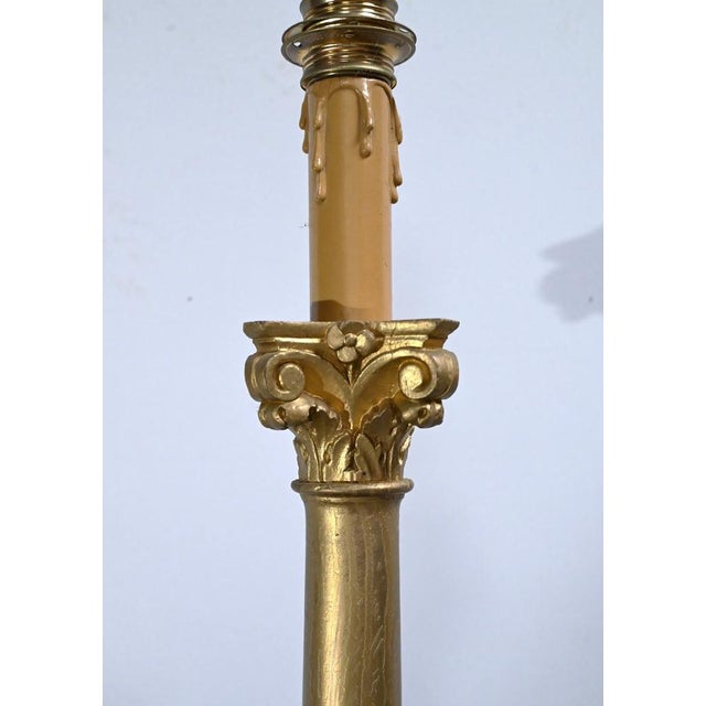 Empire Style Giltwood Candleholder Table Lamps, 19th Century, Set of 2 For Sale - Image 9 of 18