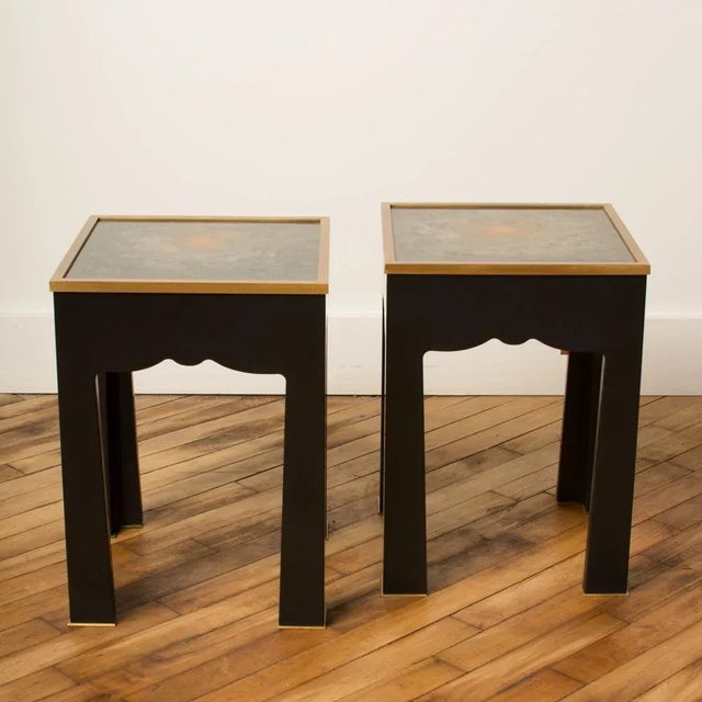 Contemporary Hand Painted Lacquered Salon Side Tables, Contemporary - A Pair For Sale - Image 3 of 9