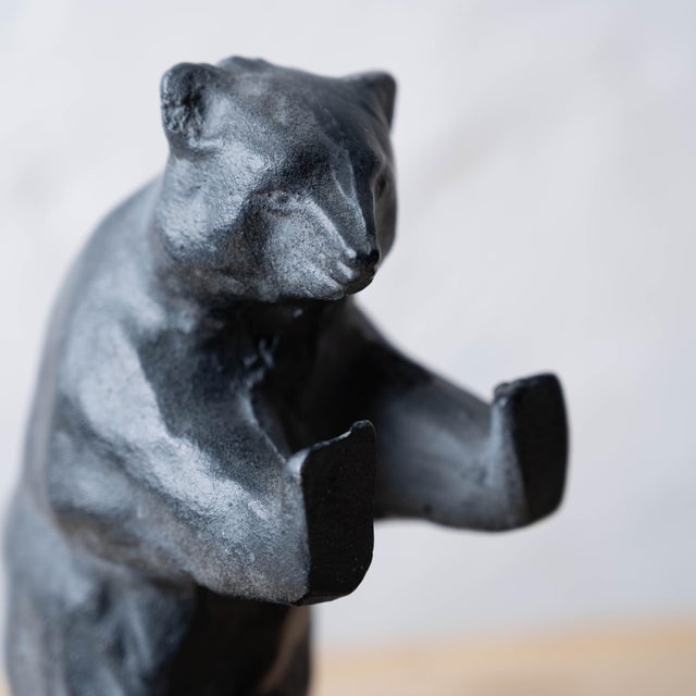 Traditional Takaoka Tekki Cast Iron Bear Bookends, Urushi Finish, c.1990 For Sale - Image 3 of 8