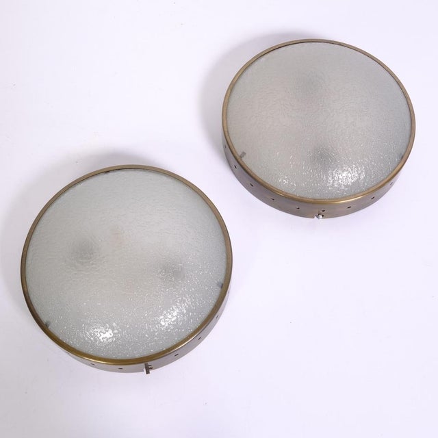 Metal Vintage Glass and Metal Wall Lamps, 1940s, Set of 2 For Sale - Image 7 of 18