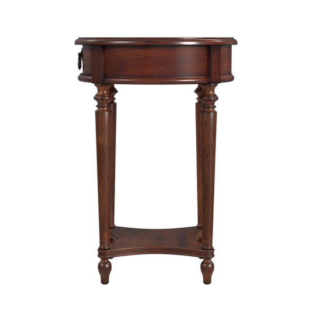 Spritely Home Accent Furniture Jules 1 Drawer Round End Table, Cherry Brown For Sale - Image 4 of 7