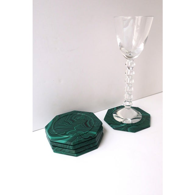 Malachite Coasters Resin, Circa Late-20th Century For Sale - Image 4 of 8