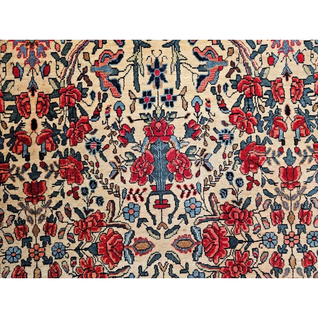 Vintage Persian Bidjar Area Rug, Handwoven All Over Floral Pattern, Yellow & Red, 5’ X 9’ For Sale - Image 9 of 11