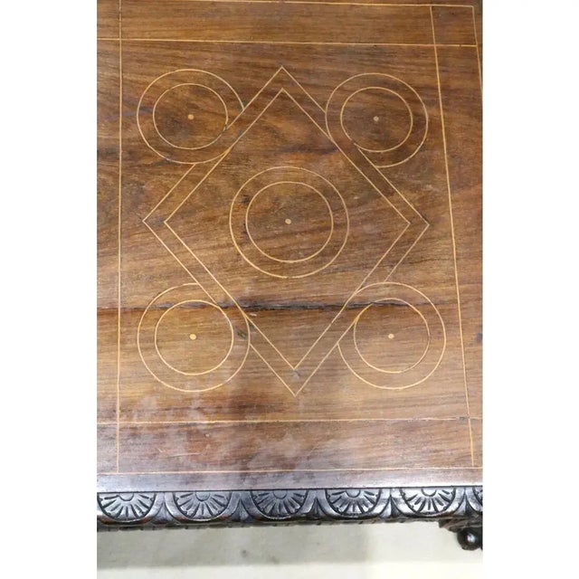 Late 19th Century Late 19th Century 5ft Long Antique Walnut Entrance Hall Seat Superb Inlaid to Front Carved Animals For Sale - Image 5 of 9