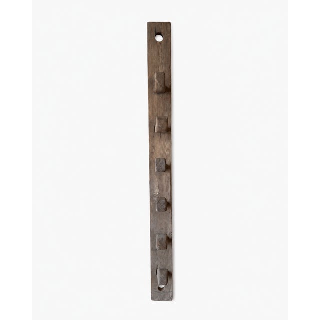 Rustic Antique English Oak Stable Harness Rack with Six Wooden Hooks, 1800s For Sale - Image 3 of 9