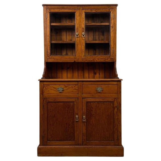 A handsome and substantial 19th-century English Victorian dresser, beautifully constructed from pitch pine and combining...