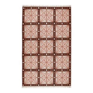 Part & Parcel Goods Wool Star Rug, 2’6” x 10', Bisque, Topaz, Chocolate and Eggshell For Sale
