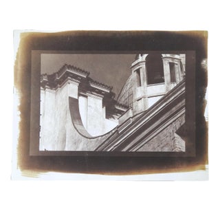Vintage Cyanotype Architectural Detail Old Building Photograph For Sale