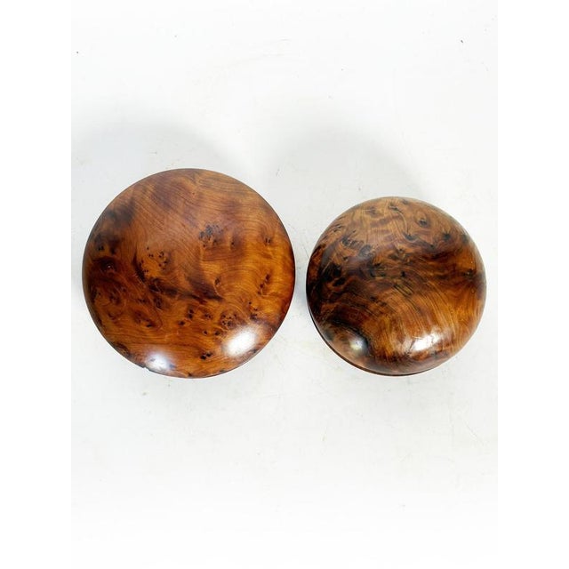 Vintage French Round Wooden Boxes, 1970, Set of 2 For Sale - Image 3 of 12