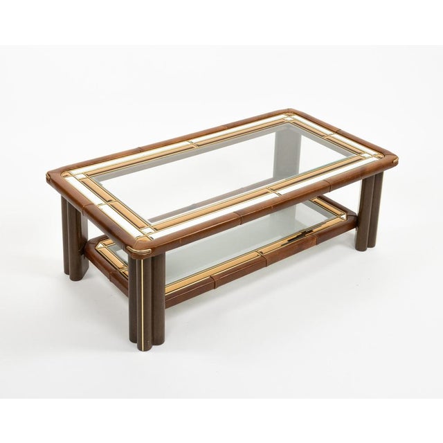 Mid-Century Modern Rectangular Coffee Table in Leather and Glass, 1970s For Sale - Image 15 of 18
