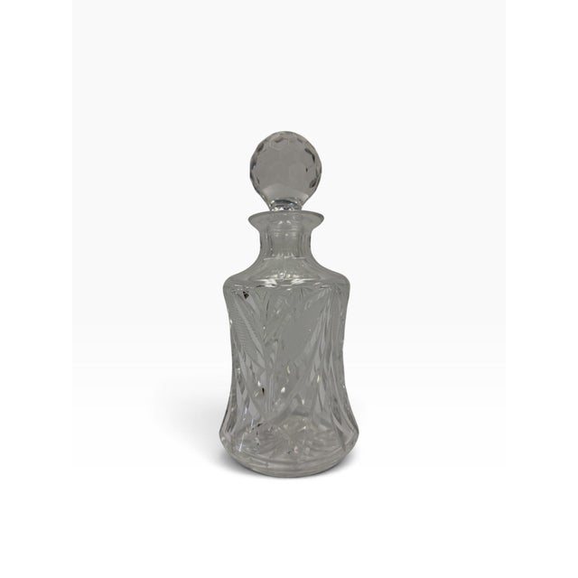 English Vintage Signed Waterford Crystal Spirit Decanter With Faceted Ball Stopper For Sale - Image 3 of 6