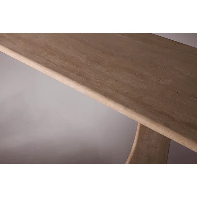 Stone Manchot Travertine Console Table 35.4"h For Sale - Image 7 of 8