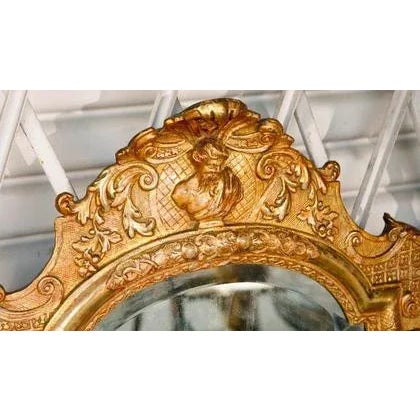 19th c. English Giltwood and Gesso split beveled mirror with shell motif 4'5"H 24"W