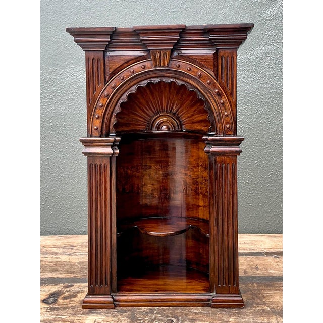 Renaissance Vintage Carved Wood Architectural Niche For Sale - Image 3 of 12