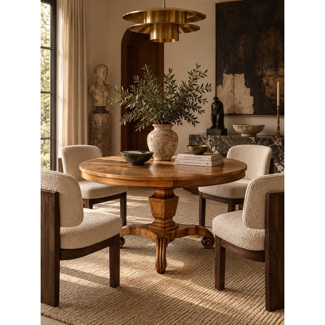 Vintage Biedermeier Neoclassical-Style Cherry Wood Expandable Pedestal Dining Table For Sale - Image 12 of 18