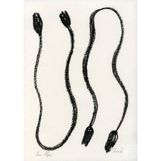 "Tassels" Contemporary Abstract Oil Pastel Drawing For Sale