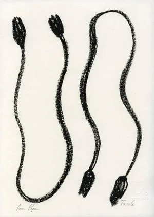 "Tassels" Contemporary Abstract Oil Pastel Drawing