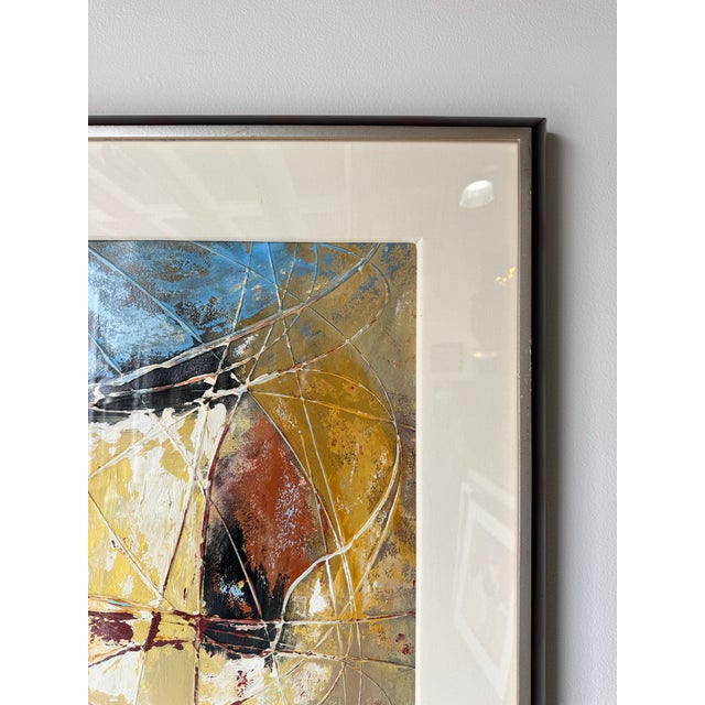 Wood Vintage Cecil K. Abstract Expressionist Acrylic Paint on Board, Framed For Sale - Image 7 of 11