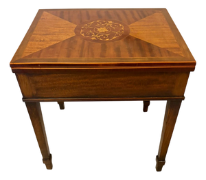 Antique Edwardian Inlaid Folding Game Table Featuring The Royal and Pleasant Game of Goose, 1900s