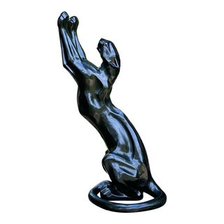 Vintage 80s Fiberglass Sculptural Panther Statue For Sale