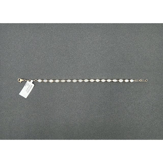Silver 5.09 Ct Marquise Shaped Tennis Bracelet For Sale - Image 8 of 8