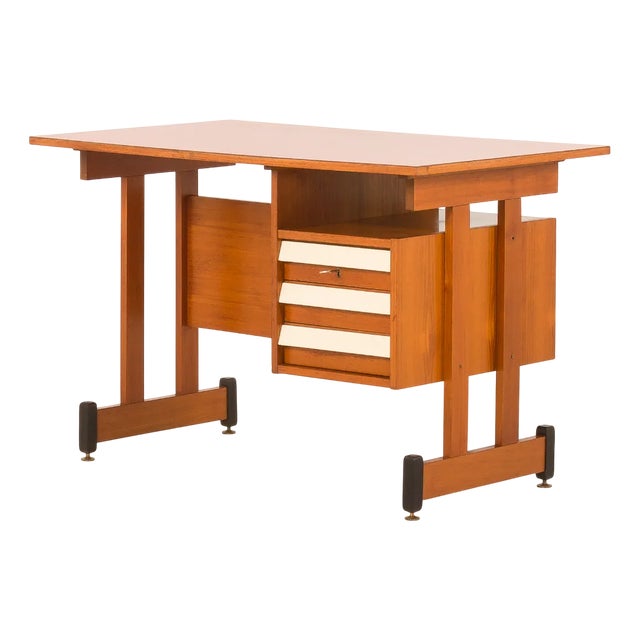 Mid-Century Modern Italian Desk in Teak, 1960s For Sale