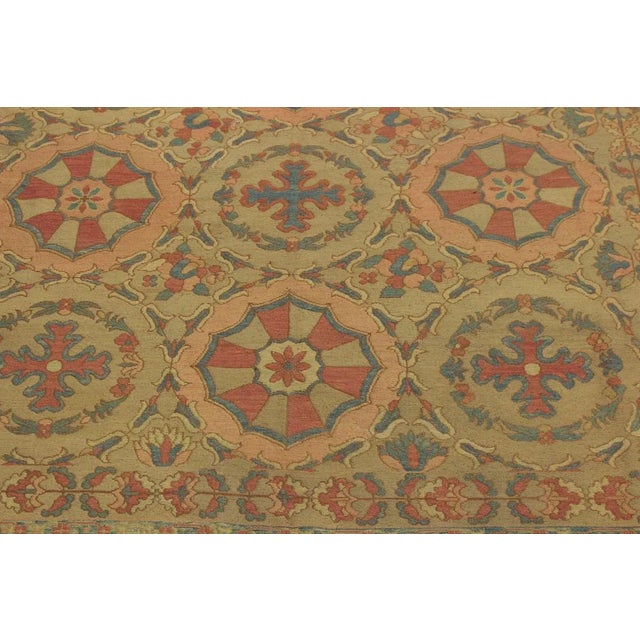 1980s 1980s Semi Vintage Soumakh Tan & Orange Rust Wool Rug- 9′11″ × 13′ For Sale - Image 5 of 8