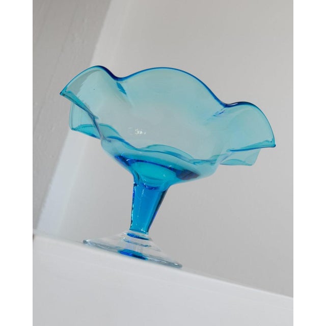 Glass Vintage Murano Glass Bowl in Blue, Italy, 1980s For Sale - Image 7 of 12