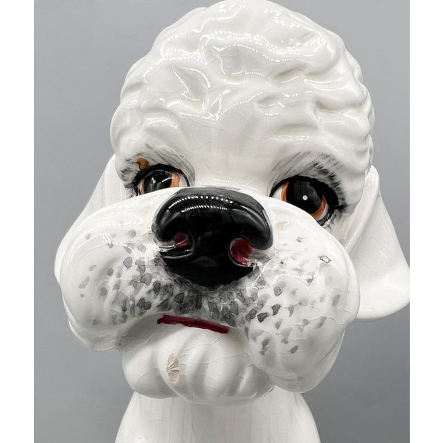 Vintage Italian Ceramic Poodle Statue – Mid Century Figural Dog Sculpture – Hollywood Regency For Sale - Image 11 of 15