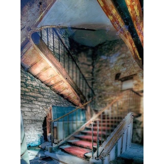 Oversized Metal Wall Art - Rustic Stone Staircase & Red Carpet (32" X 48") For Sale - Image 4 of 8