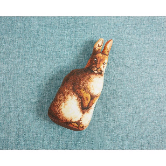 Illustration Bunny Antique Toy Pillow For Sale - Image 3 of 5