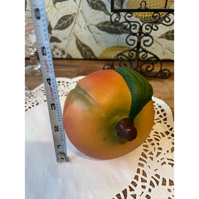 Boho Chic Vintage Small Ceramic Peach, Artist Rendition For Sale - Image 3 of 7