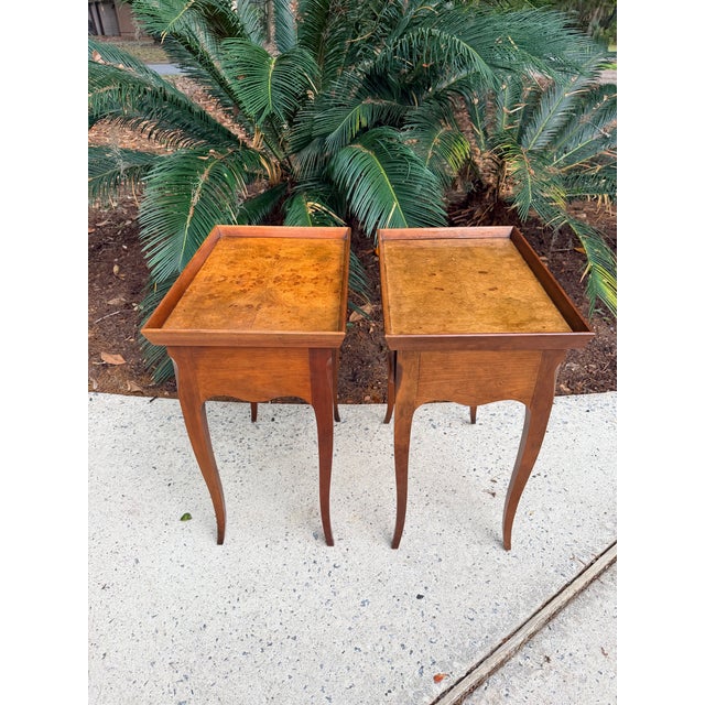 Wood Vintage Baker Furniture French Provincial Louis XV Style Nightstands, Side Tables For Sale - Image 7 of 9