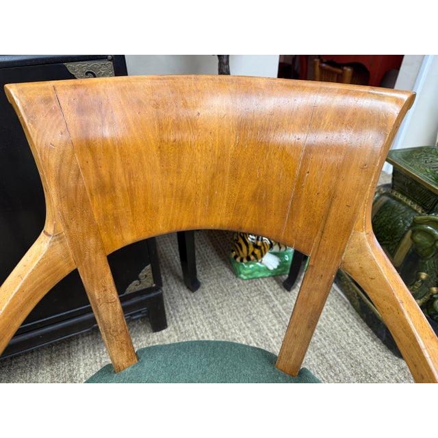 Wood Vintage Dining Chairs Newly Reupholstered in Forest Green Scalamandre Fabric, 1980’s, Set of 4 For Sale - Image 7 of 12