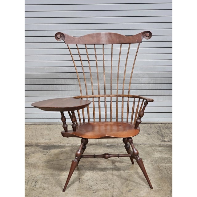 Store Item: Windsor Style Desk Fan Back Writing Arm High Back Chair Bench Made Ohio Description: Made of Cherry and Oak,...