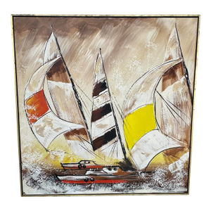 Mid Century Painting “ Regatta” by Theodore J. Keene