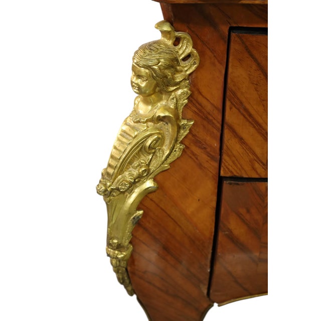 Early 20th Century Early 20th Century Bureau Plat Desk, French, Large, Burl Wood Veneer, Leather Top, Bronze Mount! For Sale - Image 5 of 7
