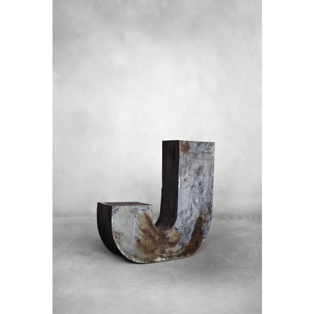 Metal Large Vintage Polish Industrial Metal Letter J, 1950s For Sale - Image 7 of 11