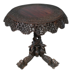 Burmese Side Table in Carved Hardwood