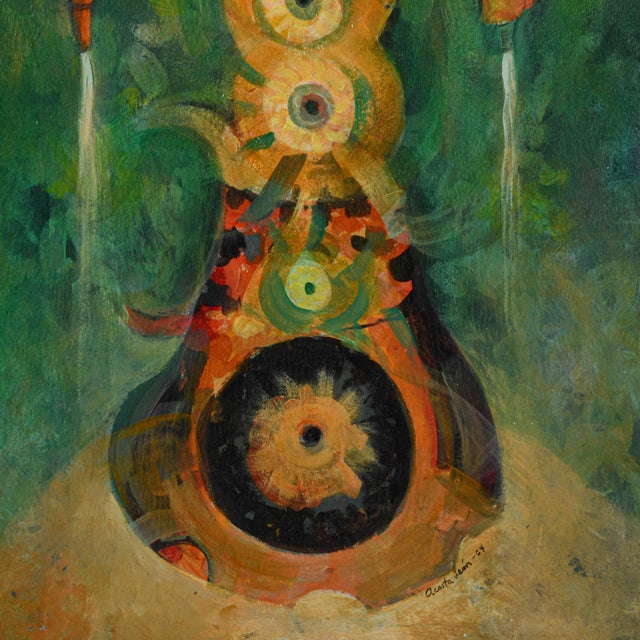 Abstract Framed Signed Ángel Acosta León (1930-1964) Oil on Board Painting For Sale - Image 3 of 12