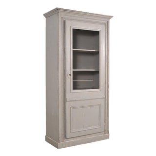 19th Century Country French Painted Pine Farmhouse Cupboard Cabinet For Sale