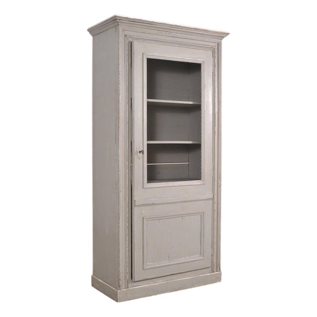 19th Century Country French Painted Pine Farmhouse Cupboard Cabinet For Sale