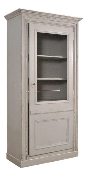 19th Century Country French Painted Pine Farmhouse Cupboard Cabinet