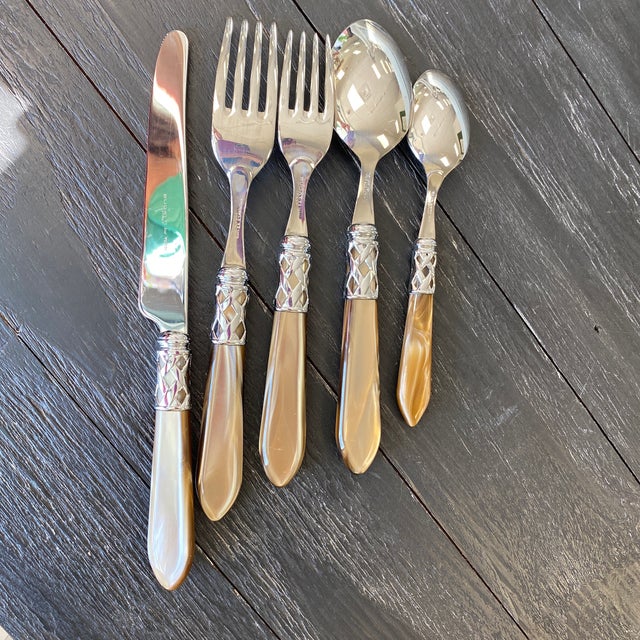 Bugatti Italy for Vietri Aladdin Taupe Brilliant Stainless Flatware 5