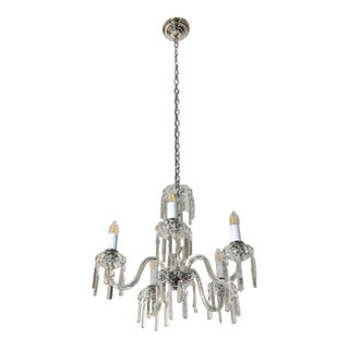 Mid 20th Century Modern Restored Mid Century Five Arm Crystal Chandelier For Sale