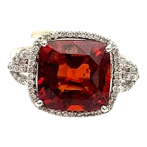 8.85 Ct Natural Garnet & Diamond Ring Size 7