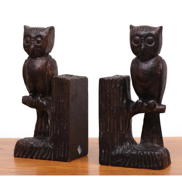 Vintage Wood Owl Bookends, Spain, 1960s, Set of 2 For Sale - Image 4 of 10