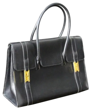 Black Leather Hermes Drag Bag by Hermès for Hermès, Unkns